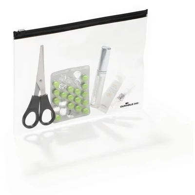 Image of Durable Zip Bag 248001 Up Stationery / Document Case A5 Pack of 5 Transparent, black