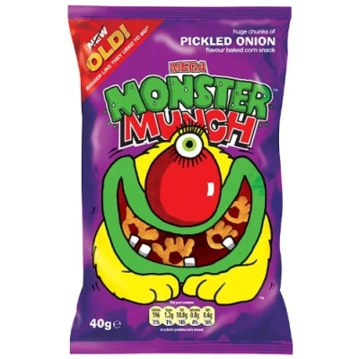 Image of Walkers Monster Munch Mega Pickled Onion Corn Snack 40 g (Pack of 30)