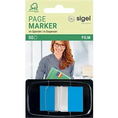 Image of SIGEL HN492 Index Page Marker, Film, strip size:25x43 mm, 50 strips, Blue