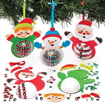 Image of Baker Ross Christmas Character Bauble Decoration Kits Pack of 3, Make Your Own Decoration, Craft Kit (AR759)