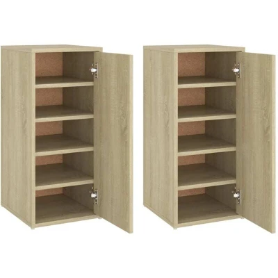 Image of vidaXL Shoe Cabinets 2 pcs Sonoma Oak 32x35x70 cm Engineered Wood