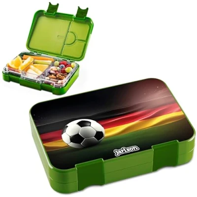 Image of Jarlson® Children&#039;s Lunch Box with Compartments Toni Bento Leak Proof for Nursery and School Girls Boys Snack (Football)