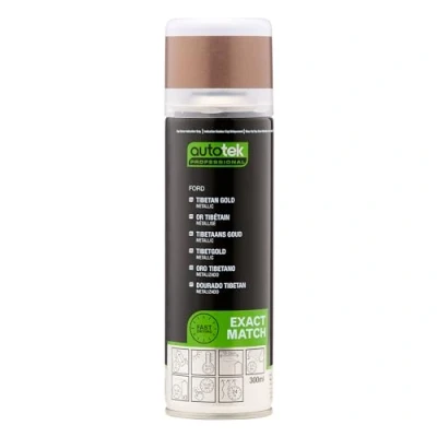 Image of Autotek Professional Exact Match Car Spray Paint, Ford Tibetan Gold Metallic Aerosol Spray, 300 ml