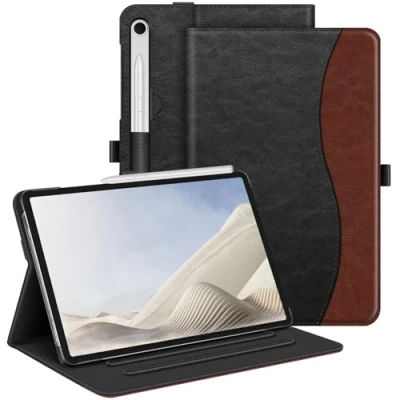 Image of Fintie Case for Samsung Galaxy Tab S9 FE 10.9 Inch/Tab 11 Inch 2023 Tablet, Multi Angle Folio Protective with Document Compartment and Auto Sleep/Wake Function, Black/Brown
