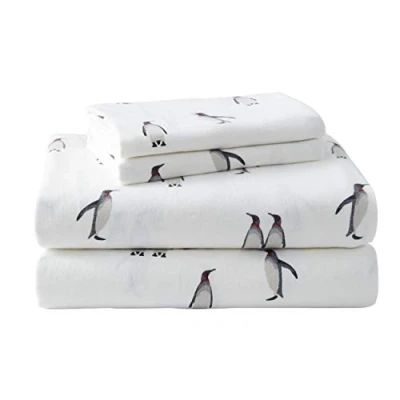 Image of Eddie Bauer Queen Sheets, Cotton Flannel Bedding Set, Brushed For Extra Softness, Cozy Home Decor (Rookeries, Queen)