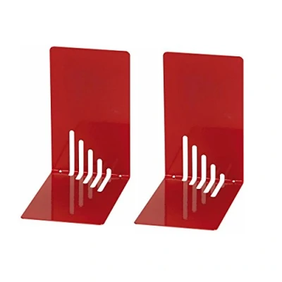 Image of Wedo 1021002 Metal Bookend, 14 x 8.5 cm, Set of 2, Red