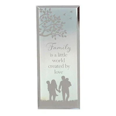Image of Reflections Family Quote Mirrored Standing Sentiment Plaque Gift