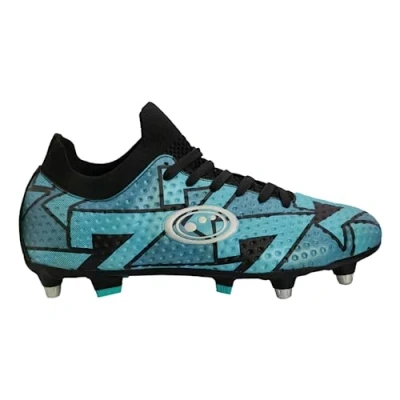 Image of Optimum Aztec Lace Up Hybrid Football Boots Superior Mobility &amp; Precision Lightweight Comfort Secure Fit Enhanced Traction SNR Size 8 Blue