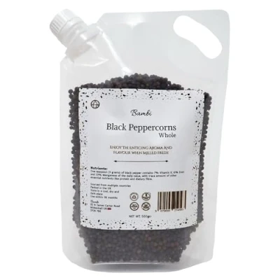Image of Bambi Black Peppercorns Whole 500g Grinder Refill (500g)