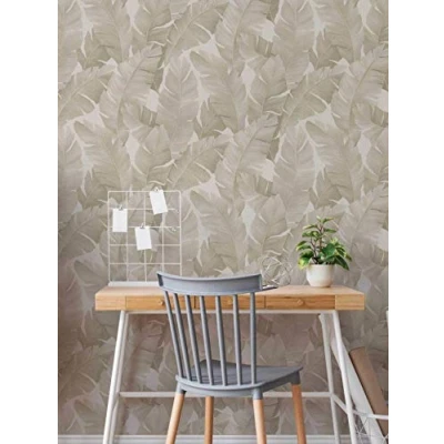 Image of Marburg Beige Nature Wallpaper Floral Leaves Plant Leaf for Bedroom Living Room or Kitchen Made in Germany 10,05 x 0,53m Avalon 31625