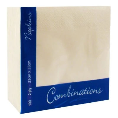 Image of 100 Champagne 2Ply Paper Napkins Serviettes Tissues 33cm Party Tableware Catering