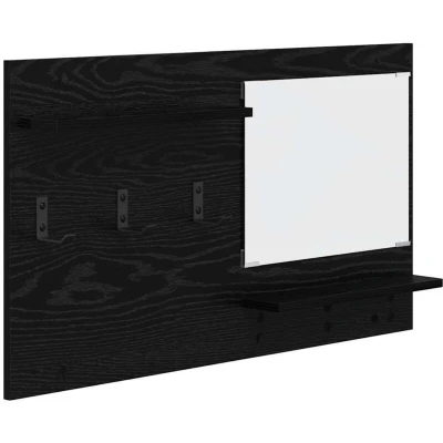 Image of vidaXL Wall mounted Coat Rack with Shelf Storage Mirror Black oak Engineered wood