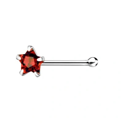 Image of The Goldmine 925 Sterling Silver Nose Stud with 3mm CZ Star, short Ball Shape End Pin (Red)