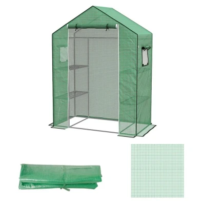 Image of Outsunny Reinforced Walk In Greenhouse Cover Replacement with Door &amp; Windows Green