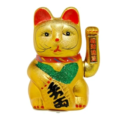 Image of Générique Puckator Maneki Neko Lucky Waving Cat Large Feng Shui Modern Fortune Luck Chinese Japanese New Year Gifts Ornament Home Decor Office Decoration