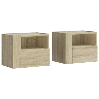 Image of vidaXL Wall mounted Bedside Cabinets 2 pcs Sonoma Oak 45x30x35 cm