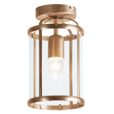 Image of Pimpernel Cylindrical Ceiling Light Bronze Brushed, Glass Transparent