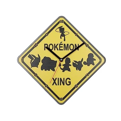 Image of Disney Pokémon Yellow and Black Sign Shaped Wall Clock POK3166