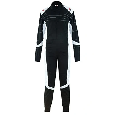 Image of TK Kids Go Kart Suit Children Karting Racing Clothing Race Overall (Black &amp; White, 28)