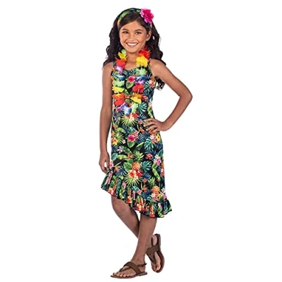 Image of (PKT) (9911417) Child Girls Hawaii Dress Black Costume (6 8yr)