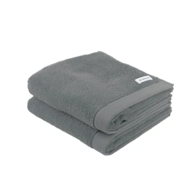 Image of Herding Tom Tailor Hand Towels, Set of 2, 50 x 100 cm, 100% Cotton/Terry Cloth with Hanger and Label Logo, Colour Bath Towel Grey (Moody Grey)