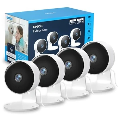 Image of GNCC GC3 4 Pack CCTV Cameras for House Security, 1080P Indoor Camera with Pet/Baby Monitoring, Fixed Lens, 2 Way Audio, Cloud/SD, APP Control, Real Time Alert, Works Alexa, 2.4GHz WiFi