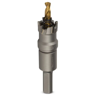 Image of Starrett Tungsten Carbide Tipped Hole Saw SM19 Sheet Metal Cutter With Arbor &amp; Pilot Drill Bit For Drilling Stainless Steel Aluminum Alloy 19 mm