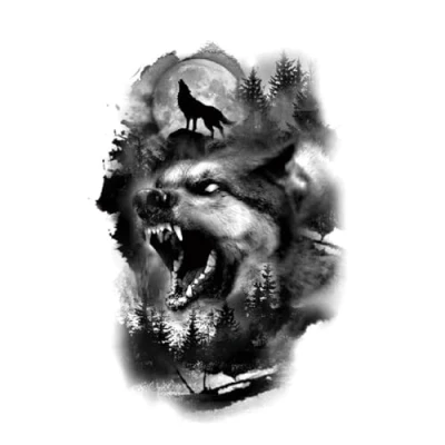Image of 2 sheets Waterproof Temporary Tattoo for Men Women Adults,3D Realistic Tattoos Half Sleeve Tattoos,Wolf Stickers,Fake Stickers (1)