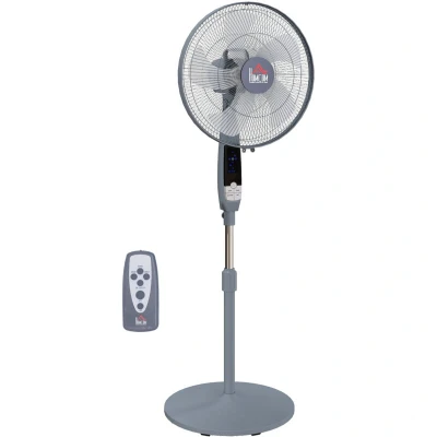 Image of "HOMCOM 16"" Oscillation Cooling Fan with Remote Adjustable Height Grey"