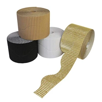 Image of Bright Ideas PK04 Neutral Assortment, 10cm x 7.5m Corrugated Border Rolls for School Displays Arts and Crafts. BI7873.