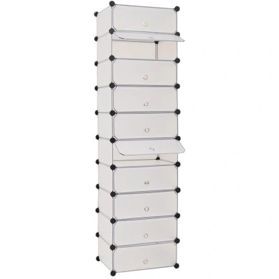 Image of vidaXL Interlocking Shoe Organiser with 10 Compartments White