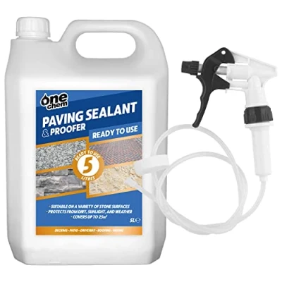 Image of One Chem Paving Sealant and Proofer 5 Litre Water Seal with Long Hose Trigger Breathable, Colourless Waterseal for Brick, Wood Stone