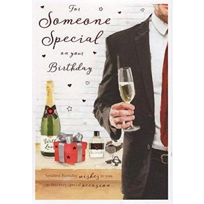 Image of for Someone Special Male Gifts Champagne Design Happy Birthday Card Lovely Verse