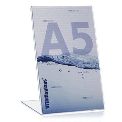 Image of VITAdisplays® DIN A5 Table Stand, Advertising L Slanted in Pack of 10, Transparent.