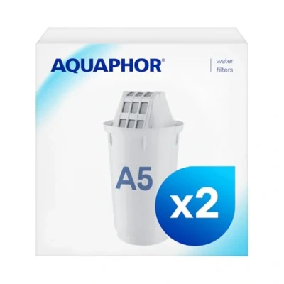 Image of AQUAPHOR Filter Cartridge A5 2 Pack Filters Limescale, Chlorine, Heavy Metals 350L Clear Water AQUALEN Technology for Better Tasting Food &amp; Drink Replacement Jugs
