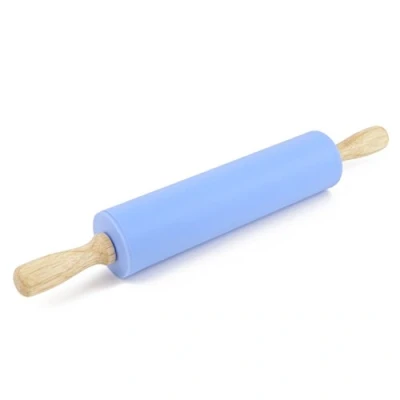 Image of Remeel Silicone Rolling Pin Non Stick Surface Wooden Handle (Red, 12 inch)