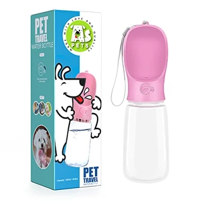 Image of AS Pets Portable Dog Water Bottle, Pet Dispenser, Bottle Suitable for Walking Drinking, Antibacterial Leak Proof Travel Drink Bowl, Outdoor Cup Gift