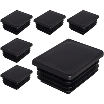 Image of SKIR&#039;CO (6 pcs) Rectangular Plastic Plugs 40 x 50 mm, Mat Tube End Caps, Rectangle Inserts, Fence Post Plugs, Black RAL 9005
