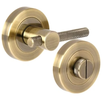 Image of HANDLEZONE® Knurled Bar Designer Bathroom Toilet Door Thumb Turn and Release Set Antique Bronze