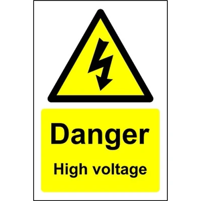 Image of Warning sign Danger high voltage Safety Self adhesive sticker 300mm x 200mm