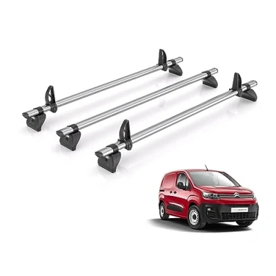 Image of Rhino Roof Rack for Citroen Berlingo 2018+ [Only Fits M (L1) Wheelbase Models] 3 Bars + Loadstops GB3FL/KLS2