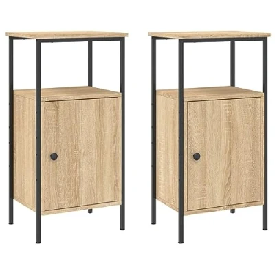 Image of vidaXL Bedside Cabinets 2 pcs Sonoma Oak 41x31x80 cm Engineered Wood