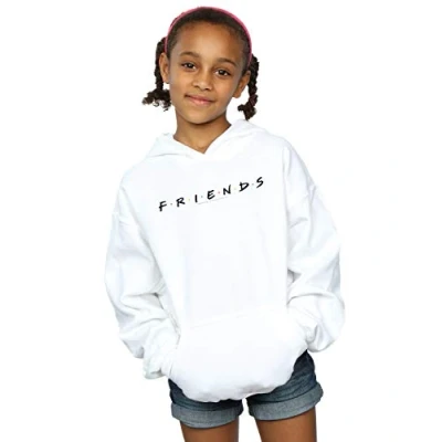 Image of Friends Girls Text Logo Hoodie White 9 11 Years