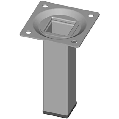 Image of Element System 18133 00288 100 mm Length 25 x Diameter Square Steel Pipe Furniture Legs includes Screw Mounting Plate White Aluminium (4 Piece)