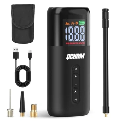 Image of Bike Pump Electric, Portable Bicycle with Gauge, 150PSI Tire Air Presta and Schrader Valve for Bikes, E bike, 2300mAh
