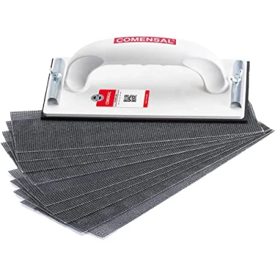 Image of COMENSAL Hand Sander Sanding Block Drywall for an Even Finish Sandpaper Set Made in EU 3.1x9.0 Inch
