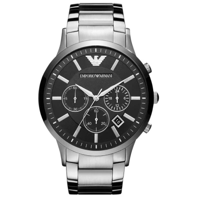 Image of Emporio Armani Chronograph watch silvercoloured, Men&#039;s, Size: One Size, Silver coloured
