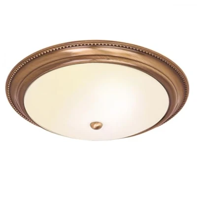 Image of Atlas 2 Light Flush Ceiling Antique Brass, Acid Glass, E27