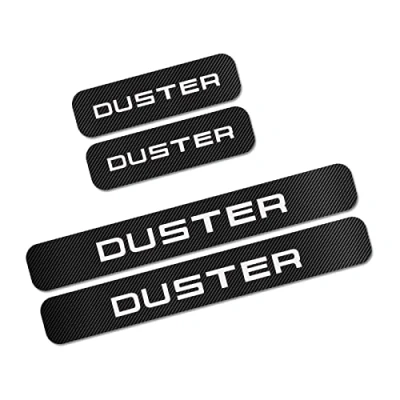 Image of JYMLOV 4pcs Car Door Sill Protector Kick Plates for Ren ault Dacia Duster Logan Sandero, Carbon Fiber Accessories Scuff Guard Threshold Cover Pedal, Trim Non Slip,