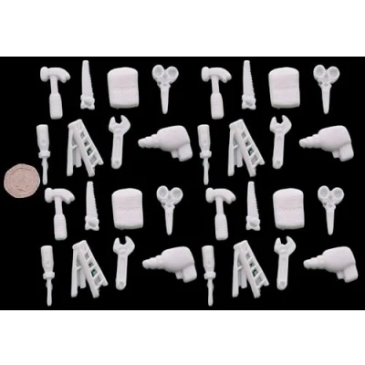 Image of 32 x Edible 3D Mixed Tools Set icing toppers, cake cupcakes decorations (Bespoke)